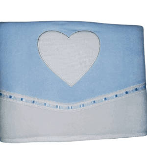 Couverture en Velours à Broder «Coeur» – Couleur: Bleu Bébé