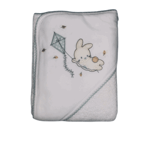 Serviette de bain 80×80 «Lapin / Perroquet» – Couleur: Blanc / Vert